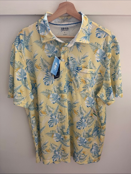 Izod Other - NWT IZOD Saltwater Tropical Print Polo Shirt Men’s Size L UPF 30 Wicking